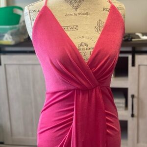Elegant Pink Halter Dress